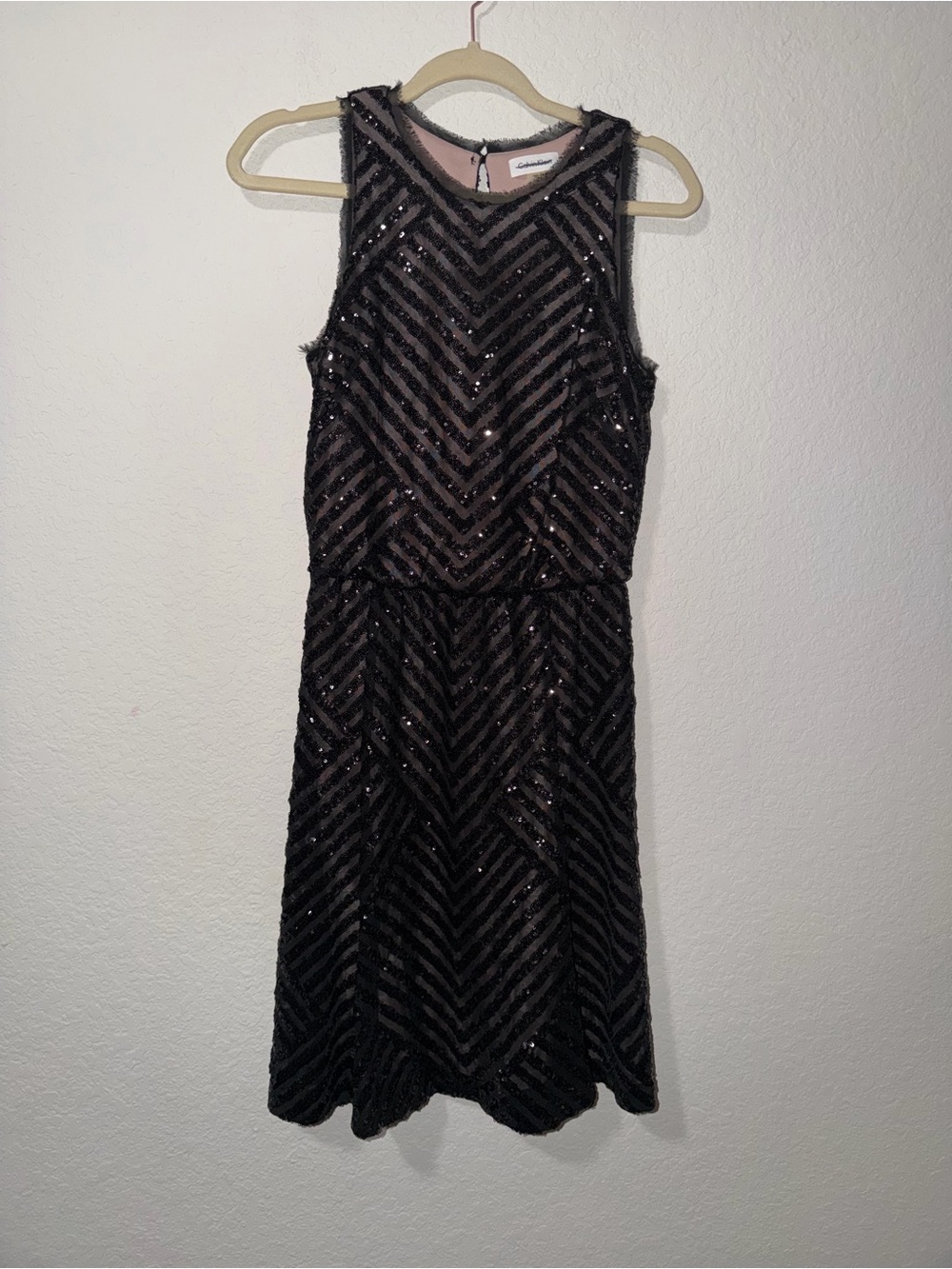 Calvin Klein Black Sequin Sleeveless Midi Dress